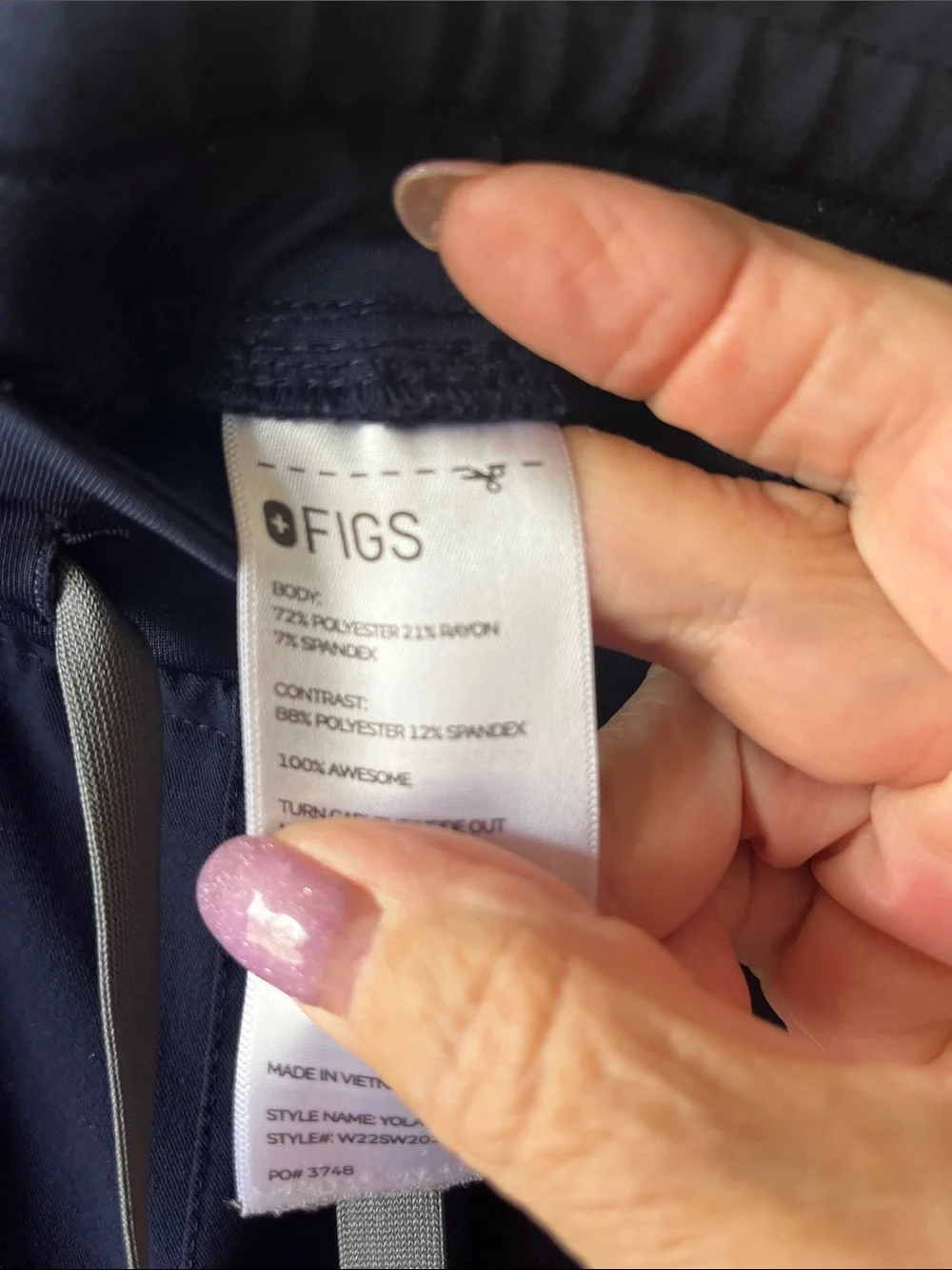Figs Navy Women's Drawstring Cargo pants - Picture 2 of 6